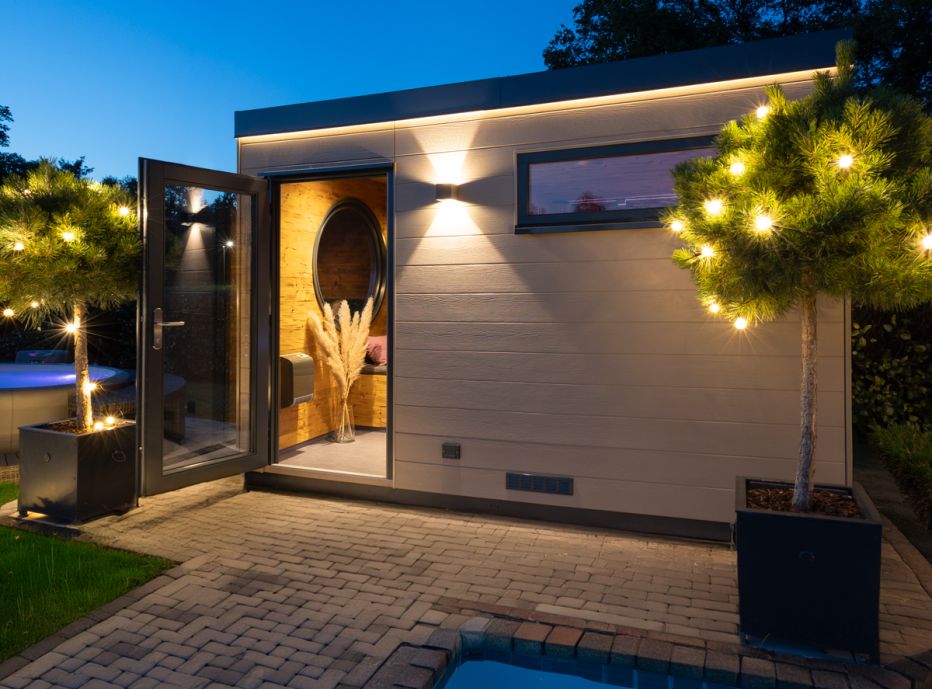 Design-Gartensauna mit Vorraum | Außensauna kaufen | Wärmegrad®